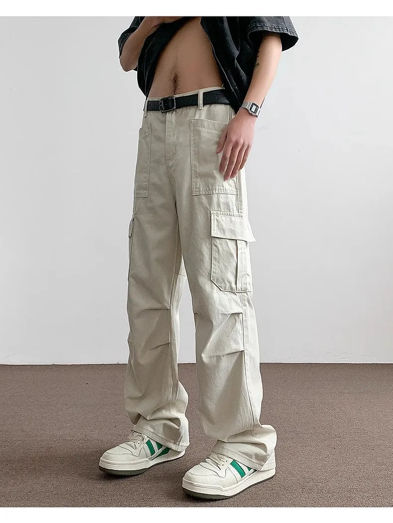 Pants Men's Trendy American Paratrooper Overalls Men's Summer Casual Handsome Outdoor Loose Straight